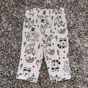 Jumping Beans Brand Pants Gray Forest Animals Size 3 Months Excellent Condition